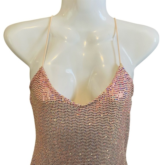 Mind Code Rose Glittering Sequin Slip Dress Sz-Small - Picture 2 of 5